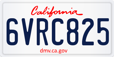 CA license plate 6VRC825