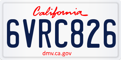 CA license plate 6VRC826