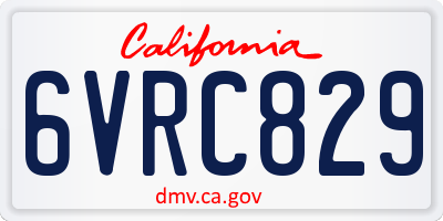 CA license plate 6VRC829