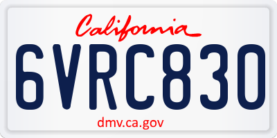 CA license plate 6VRC830