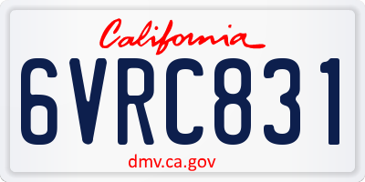 CA license plate 6VRC831