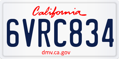 CA license plate 6VRC834