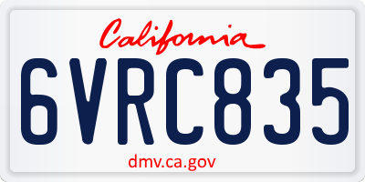 CA license plate 6VRC835