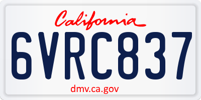 CA license plate 6VRC837
