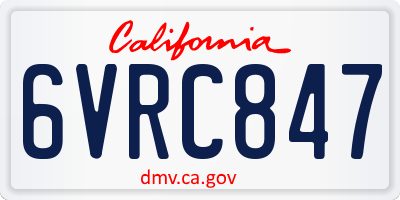 CA license plate 6VRC847
