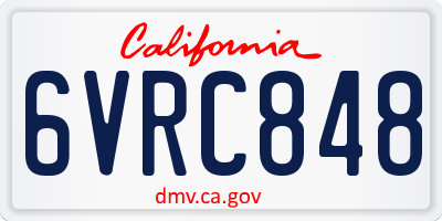 CA license plate 6VRC848