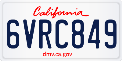 CA license plate 6VRC849