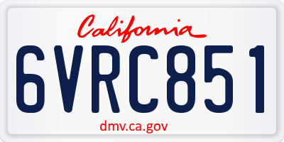 CA license plate 6VRC851