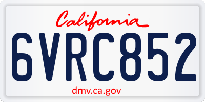 CA license plate 6VRC852