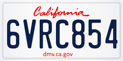 CA license plate 6VRC854