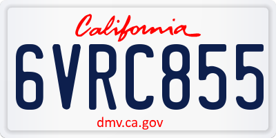 CA license plate 6VRC855