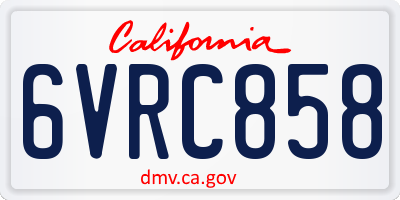 CA license plate 6VRC858