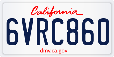 CA license plate 6VRC860