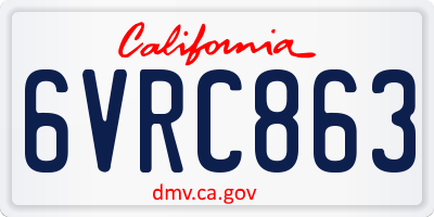 CA license plate 6VRC863
