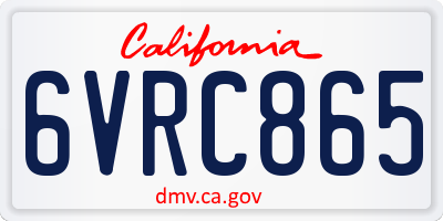 CA license plate 6VRC865