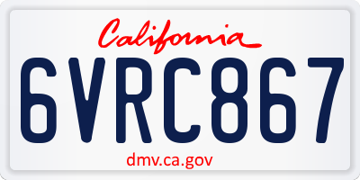 CA license plate 6VRC867