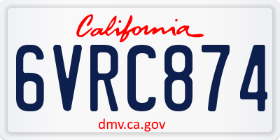 CA license plate 6VRC874