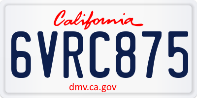 CA license plate 6VRC875