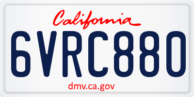 CA license plate 6VRC880