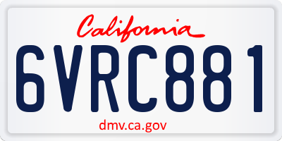 CA license plate 6VRC881