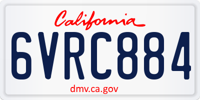 CA license plate 6VRC884