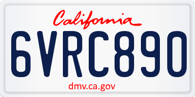 CA license plate 6VRC890