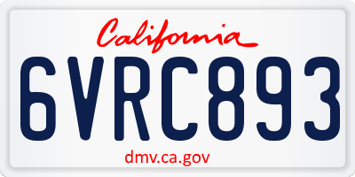 CA license plate 6VRC893