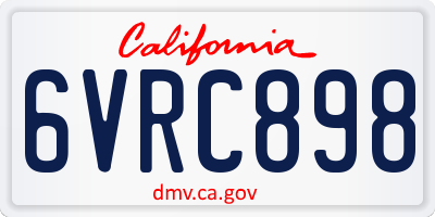 CA license plate 6VRC898