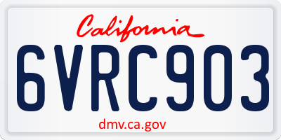 CA license plate 6VRC903