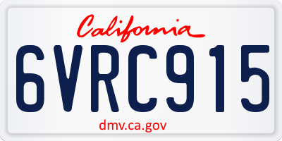 CA license plate 6VRC915