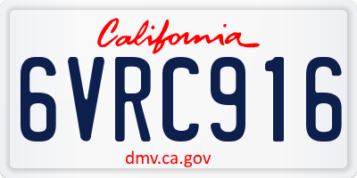 CA license plate 6VRC916