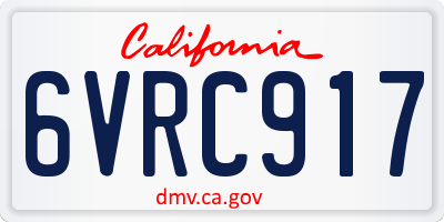 CA license plate 6VRC917