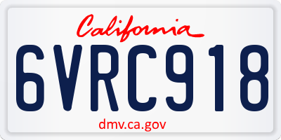 CA license plate 6VRC918