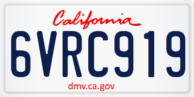 CA license plate 6VRC919