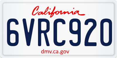 CA license plate 6VRC920