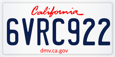 CA license plate 6VRC922