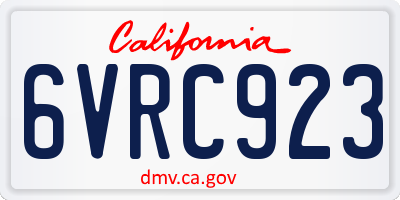CA license plate 6VRC923