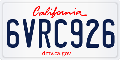 CA license plate 6VRC926
