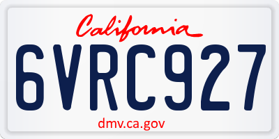 CA license plate 6VRC927