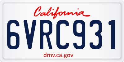 CA license plate 6VRC931