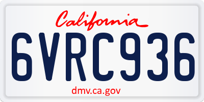 CA license plate 6VRC936