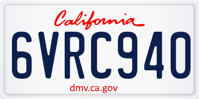 CA license plate 6VRC940