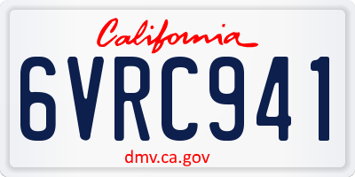 CA license plate 6VRC941