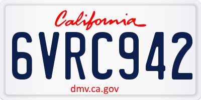 CA license plate 6VRC942