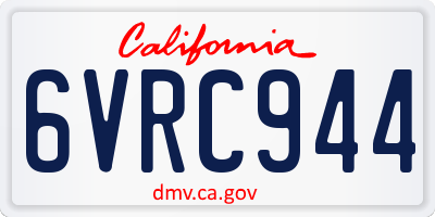 CA license plate 6VRC944
