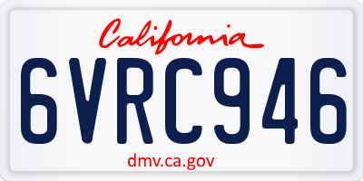 CA license plate 6VRC946