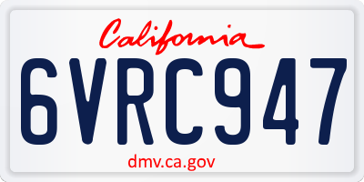 CA license plate 6VRC947