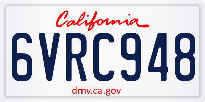 CA license plate 6VRC948