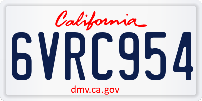 CA license plate 6VRC954