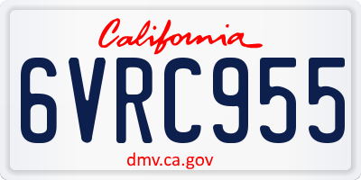 CA license plate 6VRC955